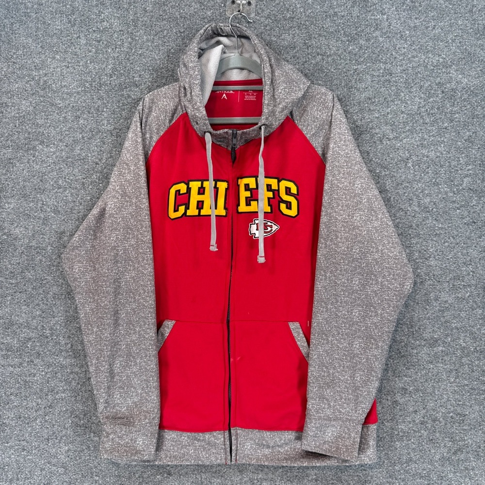 Kansas City Chiefs Hoodie Men XL Red Antigua Full Zip Embroidered NFL Sweatshirt